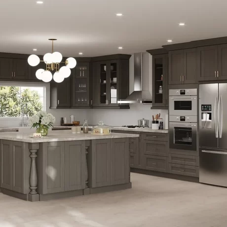 Sleek Smokey Gray Hardwood Countertops with Beveled Edge