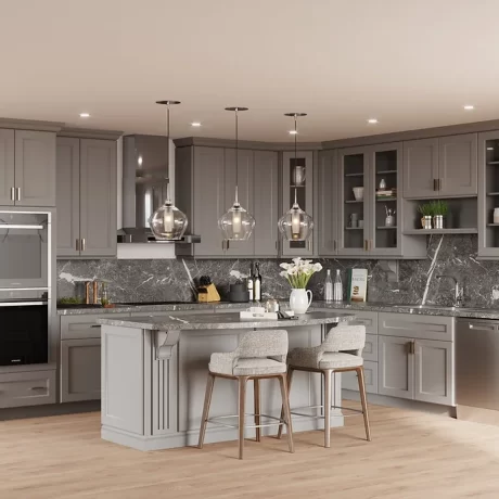 Stylish Gray Hardwood Countertops with Beveled Edge