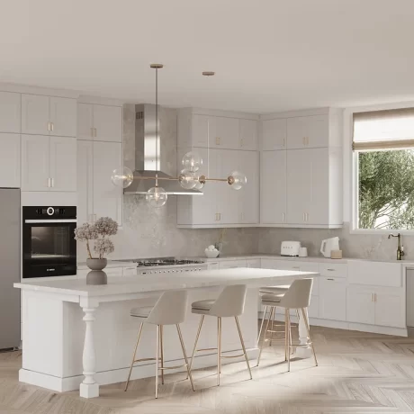 Elegant White Hardwood Countertops with Beveled Edge