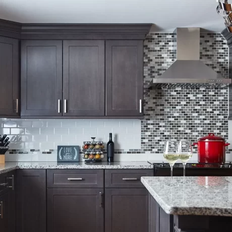 Elegant Fusion of Brown and Dark Grey Cabinets