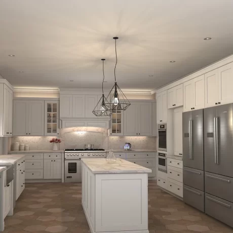 Transitional Cabinets with Gleaming Satin Finish