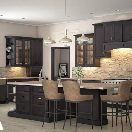 Timeless Elegance in Rich Wood Tone Cabinets