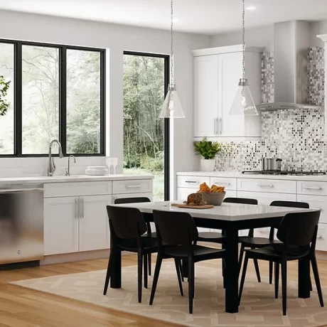 Stylish Shaker-Inspired Cabinets in White or Ocean Blue Finish