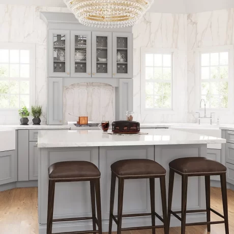 Modern Twist on Industrial Grey Cabinets