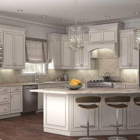 Vintage Flair in Warm Caramel Cabinets