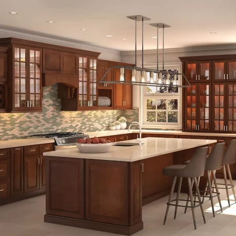 Traditional Charm in Warm Wood Tone Cabinets