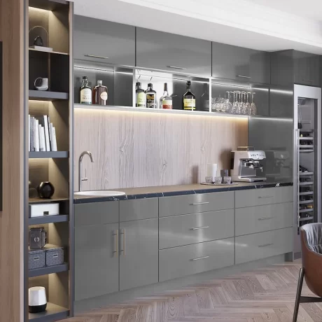 Modern Sophistication in Smoky Grey Cabinets
