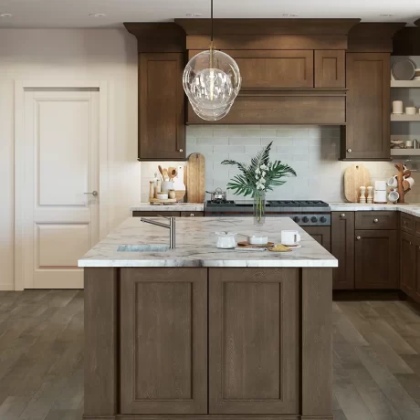 Rich Walnut Brown Cabinets with Unique Wood Grainna