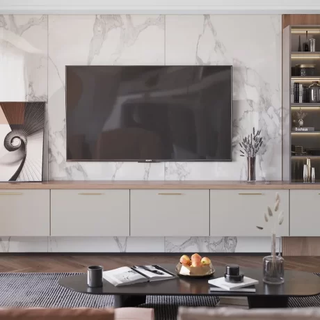 Modern Elegance in Earthy Grey Cabinets