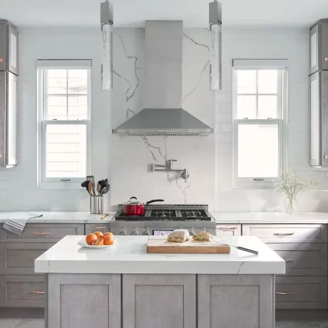 Versatile Grey Cabinets with Pink Undertones