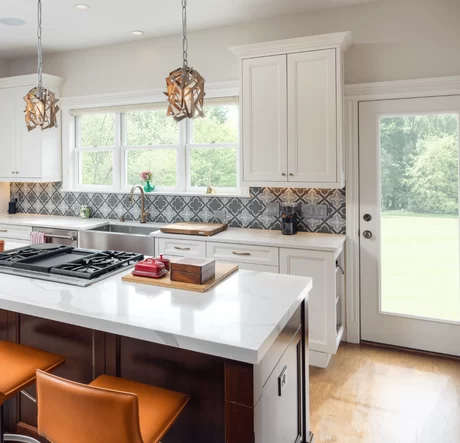 St. Martin Bellrose Cherry Chestnut & Simply White Kitchen Cabinets: Scandinavian-inspired Elegance