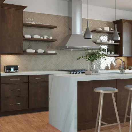 Rich Walnut Brown Cabinets with Unique Wood Grain