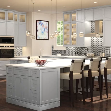 Elegant Light Grey Cabinets for Ambiance