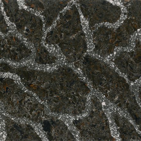 Ellesmere™: Winding White Crystal Veins on Dark Black Background - Kitchen Countertop