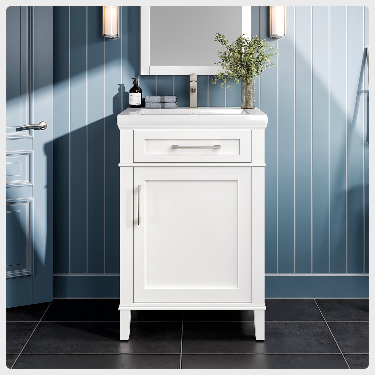 Eviva Garci Bathroom Vanity with White Porcelain Countertop and Integrated Sink